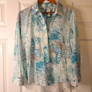 Chico's Milada Paisley Button Down Shirt Top